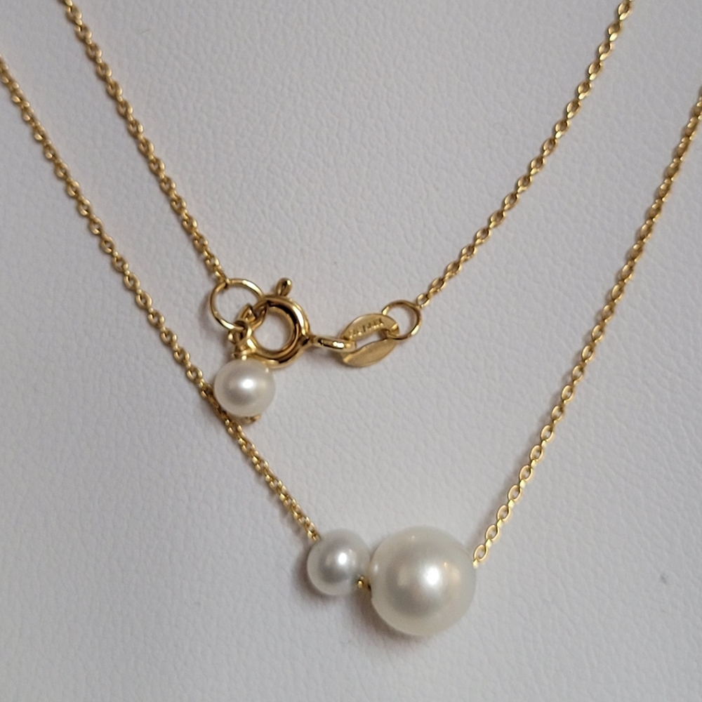 14k Real Gold & Pearl Necklace, 18"L. Poppy Finch.